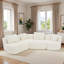 Canapé modulaire modulaire avec silhouette arrondie et coussins-130192795