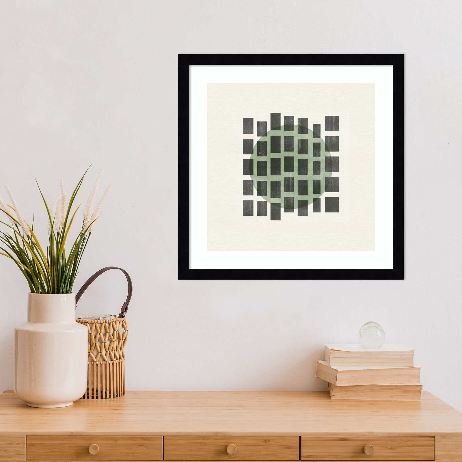 Leia "Minimalist Japandi 01" Print, Black, 17" H x 17" W