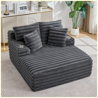 Oversized Chaise Lounge Chair with Pillows, Comfy Fluffy Cloud Couch, Single Sleeper, No Assembly