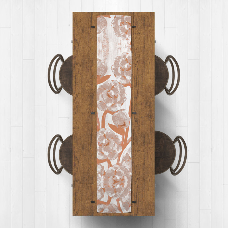 Peachy Flower Pattern 4 Table Runner, 90" L x 16" W