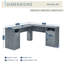 Bureau fonctionnel en L avec rangement, gris