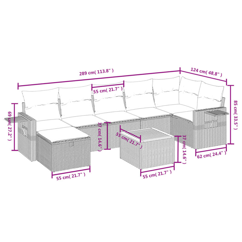 Vidaxl Garden Sofa Set Grey, Dark Grey