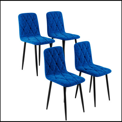 Ensemble de 4 chaises de salle à manger de cuisine moderne avec coussins rembourrés en velours et pieds en métal robustes pour plus de confort et de style