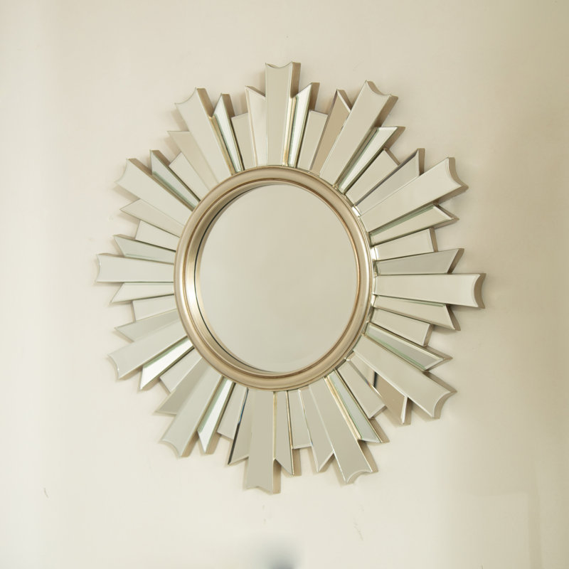 26'' Wall-mounted Sunburst-shaped PU Art Decorative Mirror