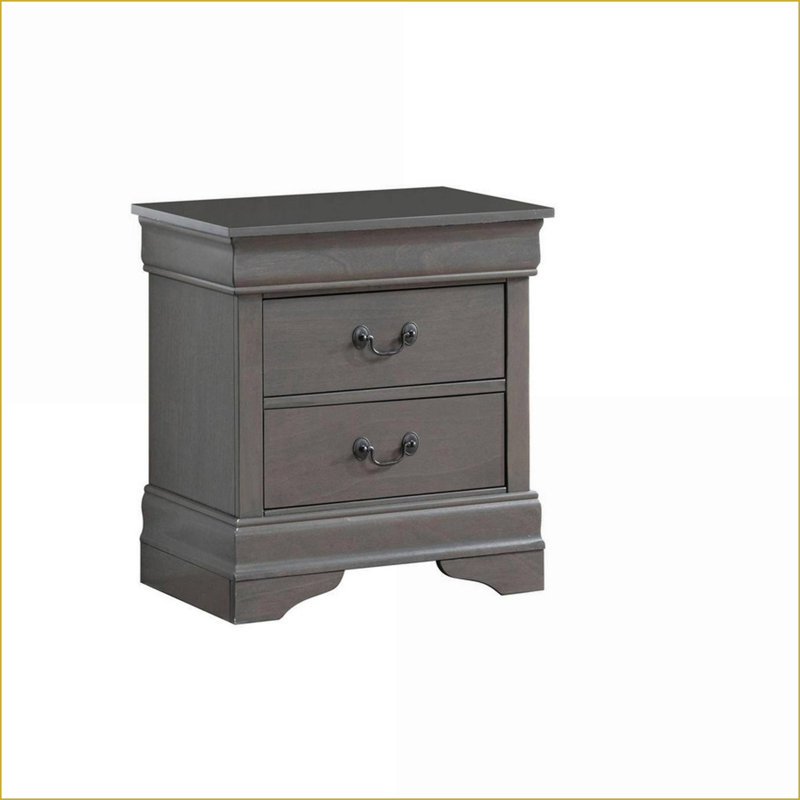 Table de chevet transitionnelle grise en bois massif avec tiroir & amp; Queue d'aronde, Gris