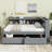 2 Drawer Solid Wood Bookcase Bed with Power Outlets and USB Charging Ports-127556143-127556137