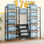 Bibliothèque à 5/6 niveaux avec bacs suspendus en tissu, tablettes réglables, unité de rangement-502200821-502200818
