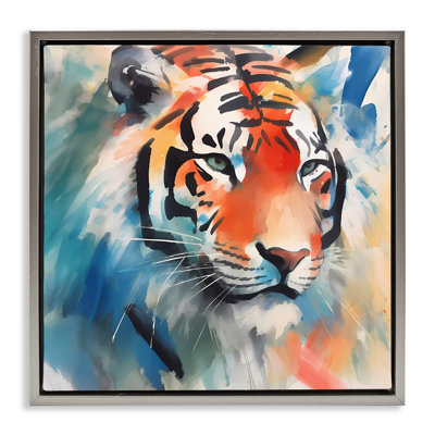 Bold Modern tiger Framed Floater Canvas Wall Art by Walker Noble