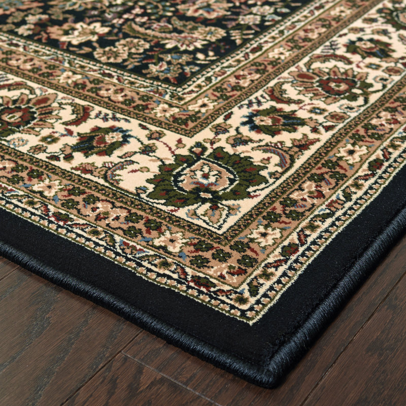 Tapis noir / ivoire Shelburne, Tapis de couloir 2 pi 3 po x 7 pi 9 po