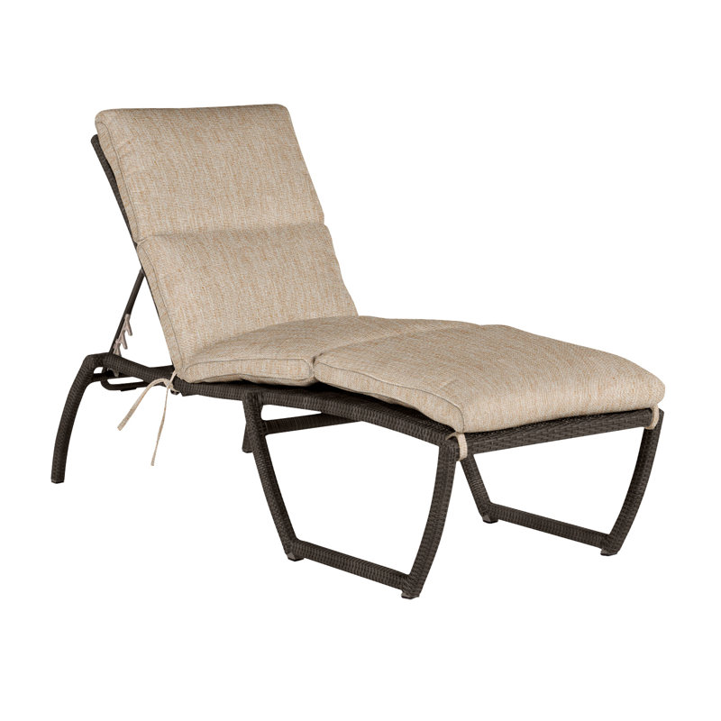 Chaise longue d'extérieur en résine et osier Skye N-Dura, Welt, Noyer noir, Toile sable