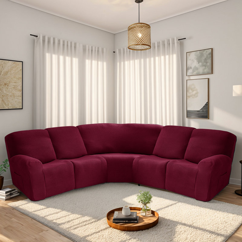 Housse pour canapé modulaire de coin carré (5 places), Rouge
