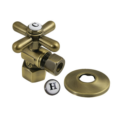 Kingston Brass Vintage 1/2-Inch FIP x 3/8-Inch OD Comp Quarter-Turn Angle Stop Valve with Flange