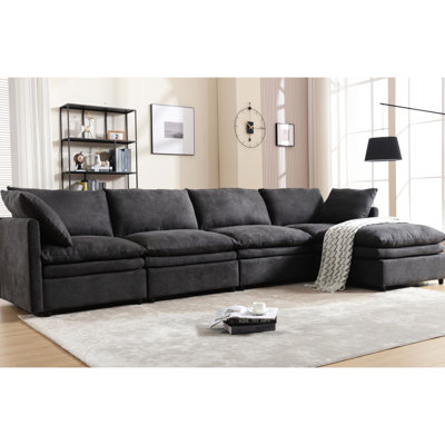 Canapé modulaire en U avec assise confortable en U, 5 places, 5 méridienne gris foncé