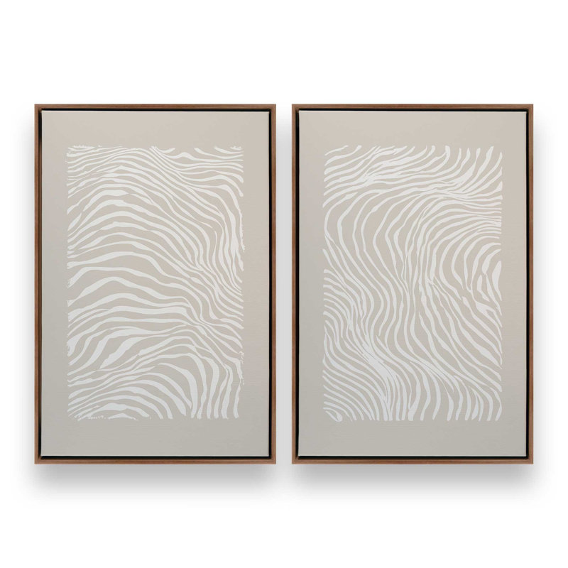 Whisper Lines Set of 2 Prints, Walnut Floater Frame, 30" x 20"