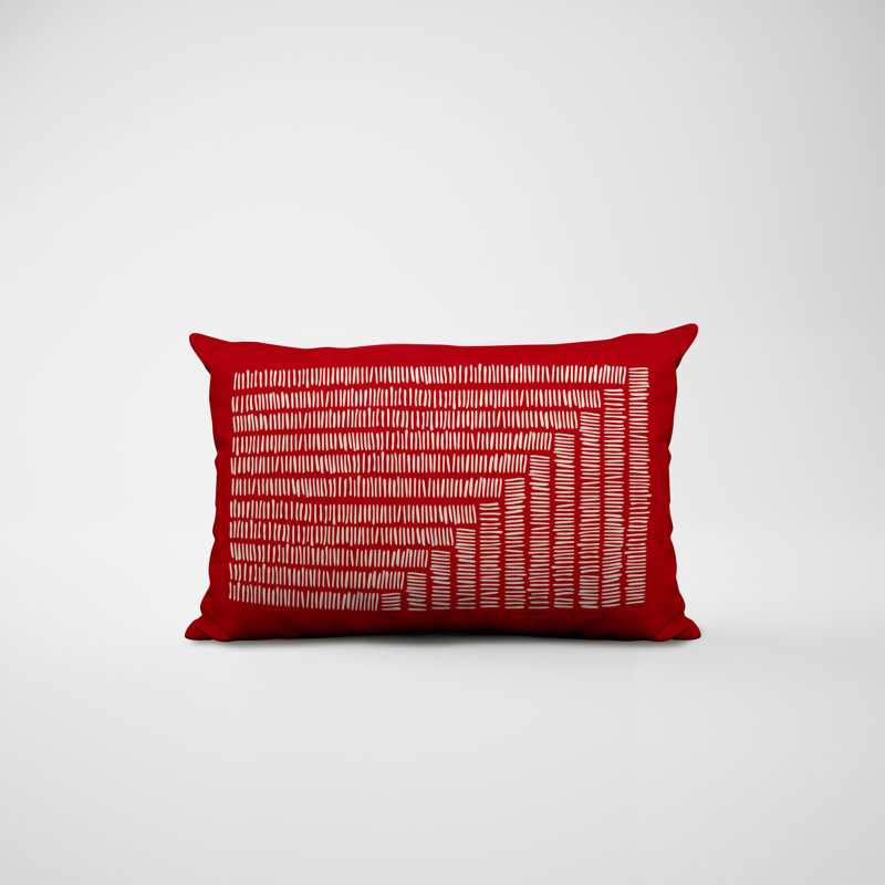 Polyester/Polyester Blend Lumbar Rectangular Indoor/Outdoor Pillow Cover & Insert, Red