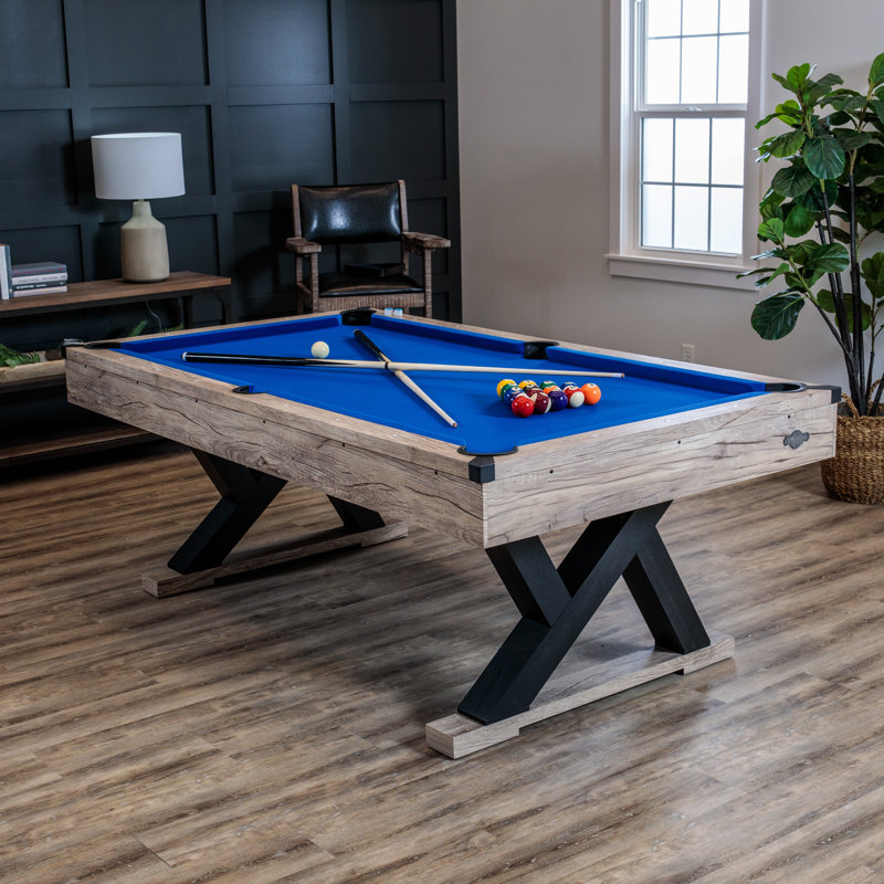 Rustic Blond 84" Kirkwood Billiard Table with Royal Blue Cloth