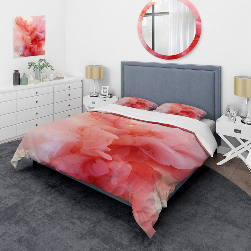 Ensemble de housse de couette abstraite rose polaire Radiance Smoke IV, Housse de couette pour grand lit