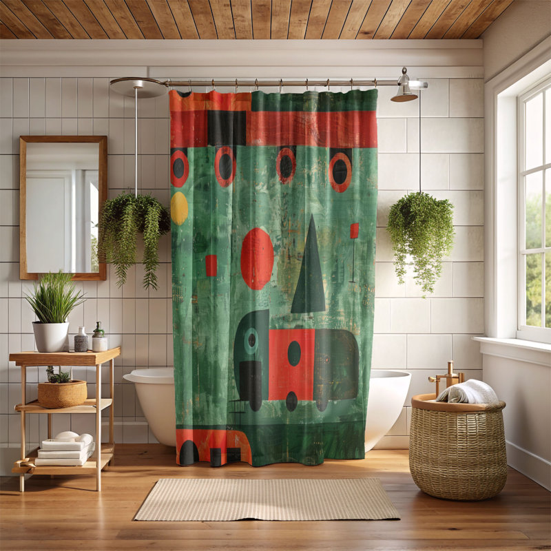 Funky Train - Premium Shower Curtain, 74"H x 71"W