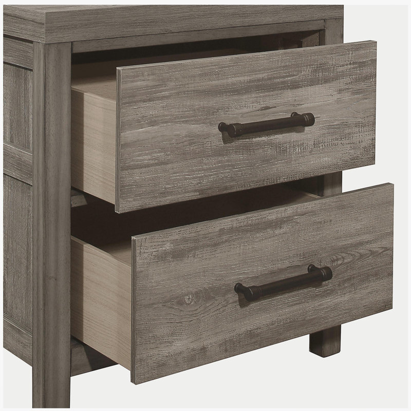 Table de chevet de style rustique en mélamine de qualité supérieure avec 2 tiroirs et finition en bois gris vieilli 1 pièce