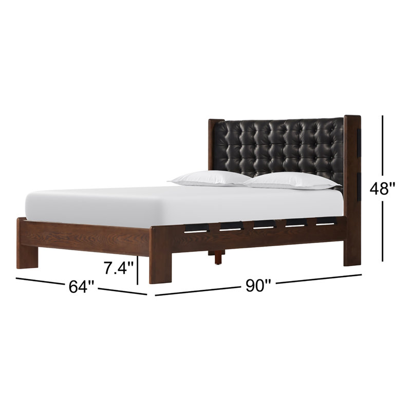 Halston Leather Bed, Terra Brown/Ash, Queen
