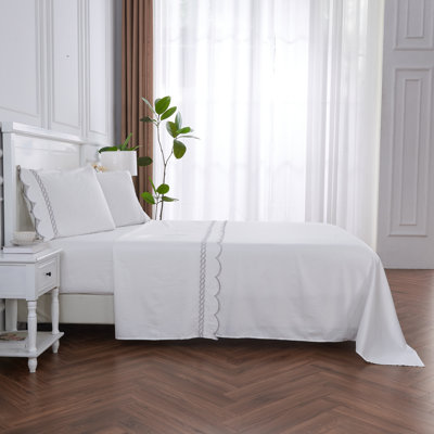 T600 SCALLOP ROPE SHEET SET AND PILLOWCASES