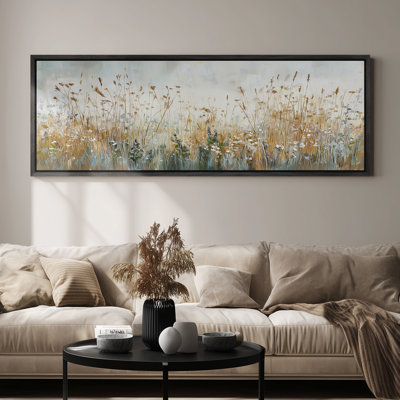 Golden Meadow Wildflowers for Living Room or Entryway Print Wall Art
