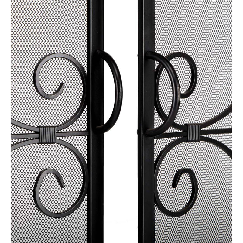 Small Crest Fireplace Screen With Doors, Black, 31.5" H x 38" W x 3.75" D