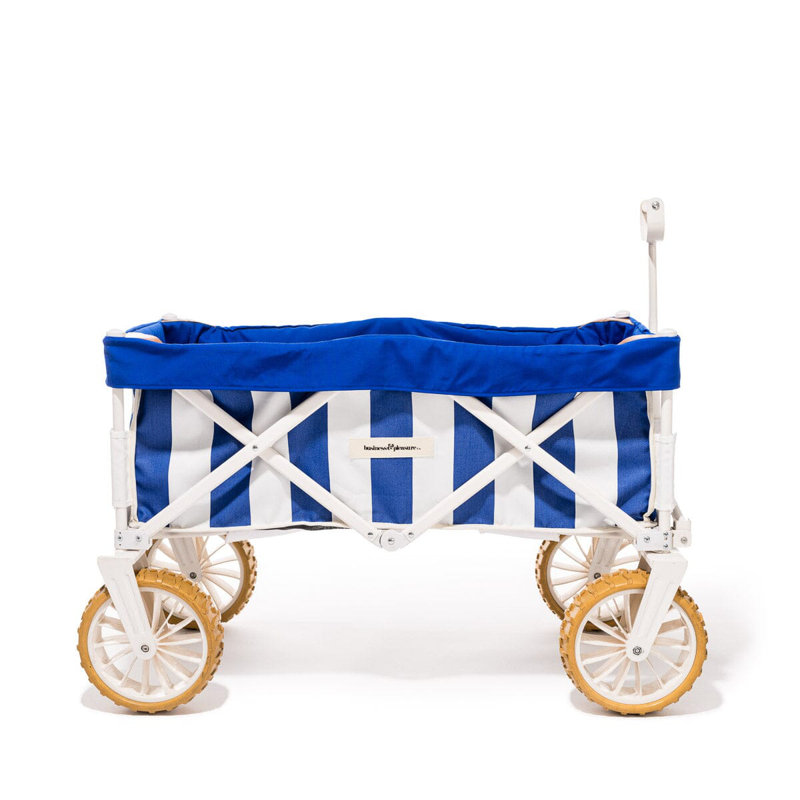 Folding Beach Cart, Blue/White