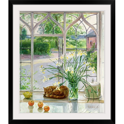 «Yonkers Irises and Sleeping Cat, 1990» par Timothy Easton, reproduction d'art