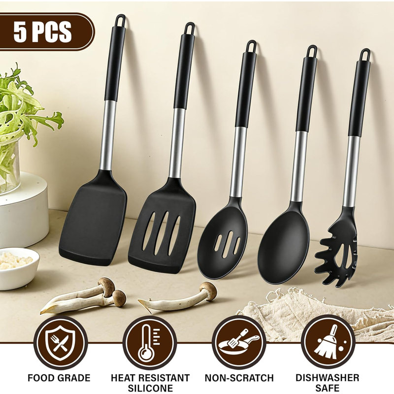 Ensemble d'ustensiles de cuisine en silicone 5 pièces