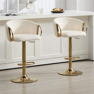 Tabouret tournant à hauteur réglable avec structure en métal (Ensemble de 2)