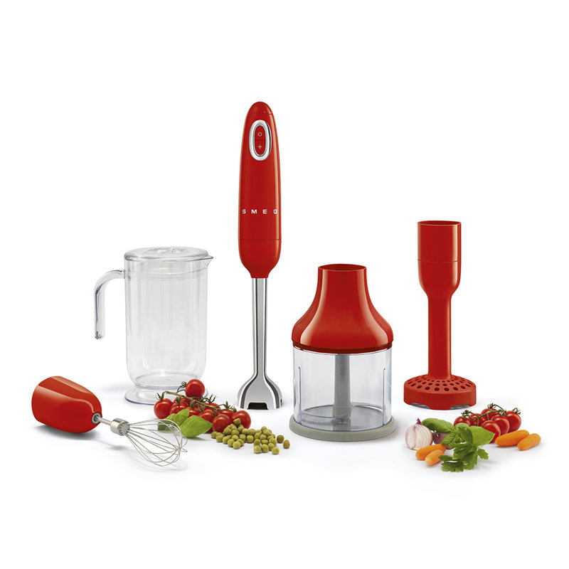 Mélangeur à main de style rétro avec accessoires des années 50 de SMEG, Rouge
