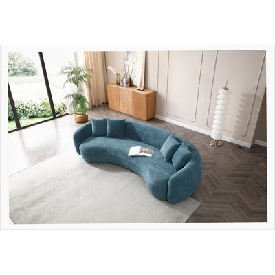 Shaleine 101.4" Curved Sofa, Mid Century Modern Half Moon Living Room Sofa