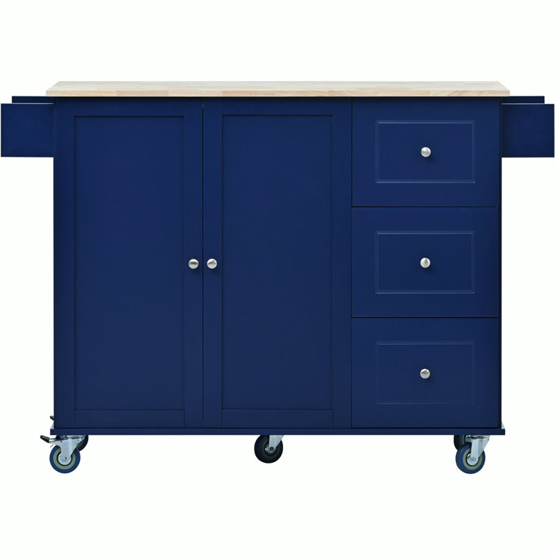 Groningen Solid Wood Top Kitchen Island, Grey