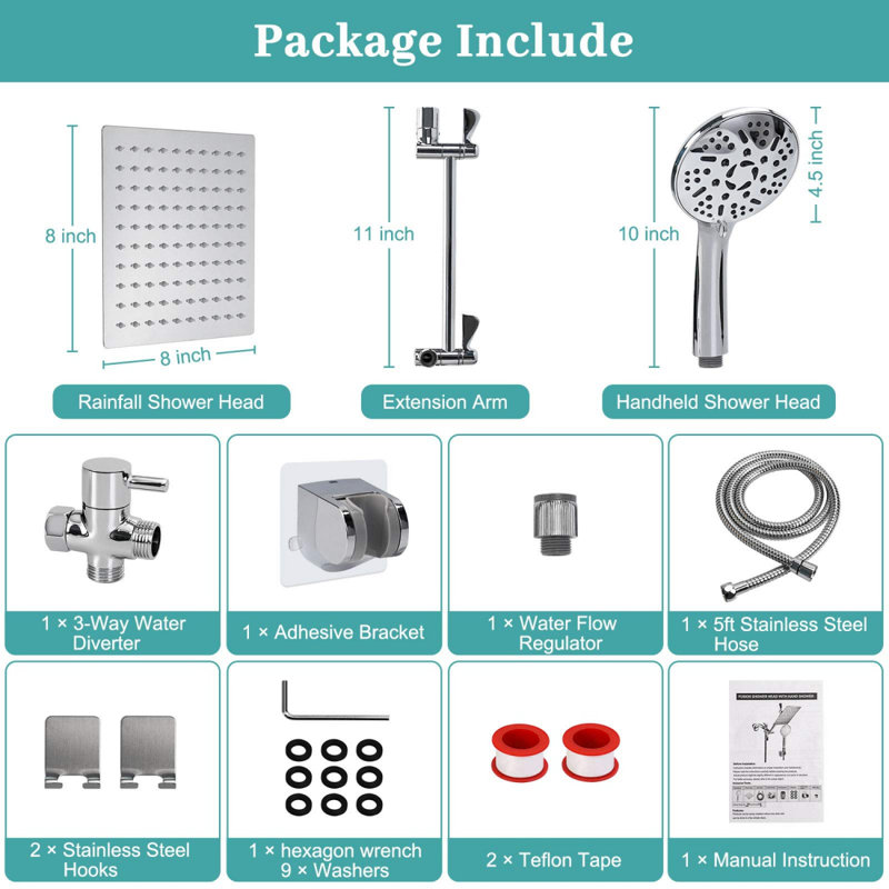 Rain Dual Shower Head 1.8 GPM GPM