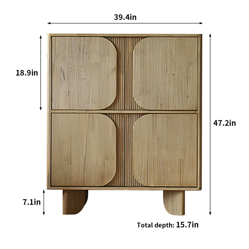 Log-inspired Solid Wood Four-Door Sideboard