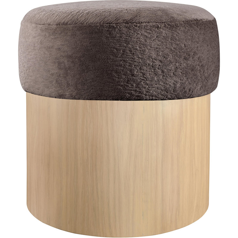 Repose-pieds / tabouret Asai, Velours brun, Naturel