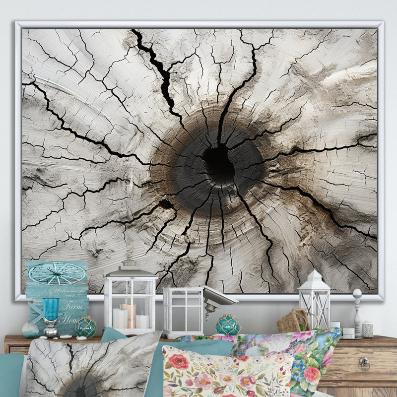 «Tree Cut Stump Beauty I», reproduction sur toile, H 16 po x l 32 po x P 1 po, Cadre flottant blanc