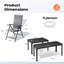 Ensemble de salle à manger d'extérieur extensible pour 6 personnes avec table en aluminium et chaises pliantes inclinables-130064066