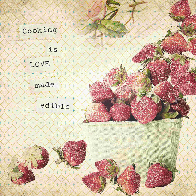 «Insta Vintage Strawberries», impression sur toile tendue, L 12 po x H 12 po