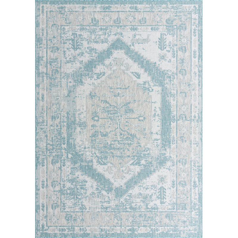 Oriental Indoor / Outdoor Rug, Rectangle 7'10" x 11'