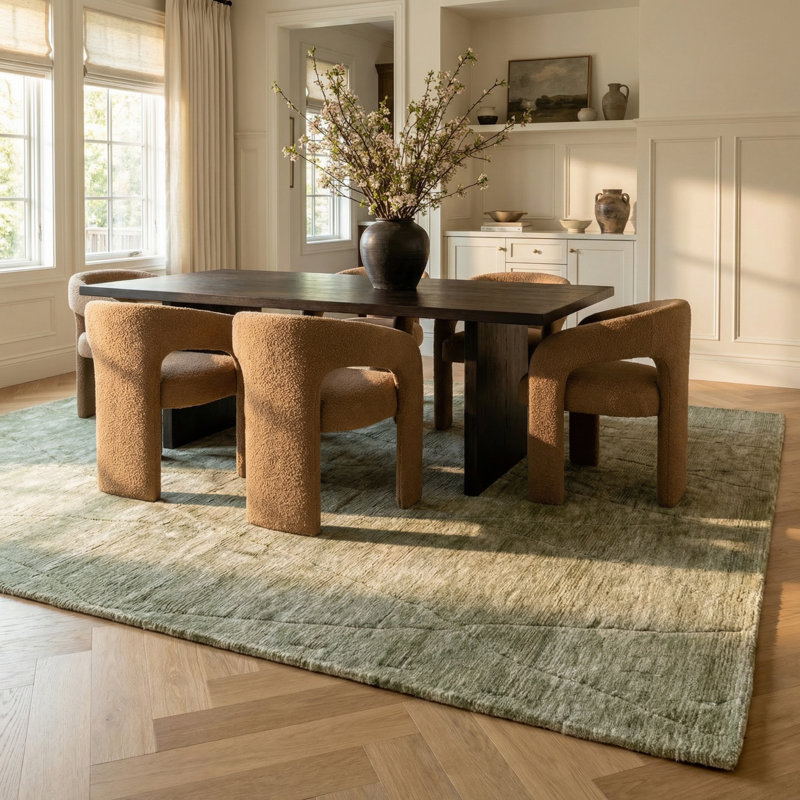 Rug Branch Sovana 5' x 8' (5'3" x 7'7") Olive Green Tonal Solid Indoor Area Rug, Comtemporary, Medium Pile, Stain-Resistant Carpet - Living Room, Bedroom, Dining Room, and Kitchen