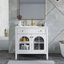 Lavabo de salle de bain 35,6 po Mid-Century avec verre à motif et bande de capteur de mouvement, meuble-lavabo sur pied Farmhouse avec rangement, meuble-lavabo haut de gamme pour salle de bain