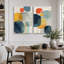 Forme Mid-Century «Œuvre d'art vibrante en bleu, jaune et orange, images murales géométriques abstraites modernes, impression sur toile encadrée, ensemble de 2 pièces d'art mural»-124478706-91068970