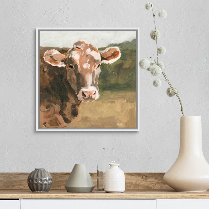 «On the pasture I», reproduction d'art sur toile, Cadre flottant blanc, H 17,7 po x l 17,7 po x P 1,75 po