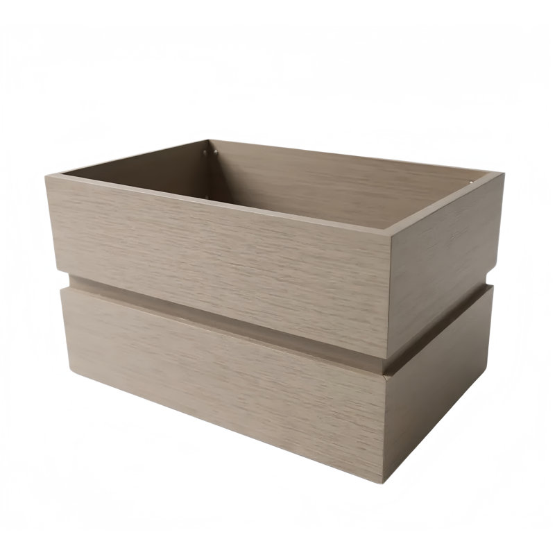10 In. H Rectangular Aluminium Planter Pot, Brown/Gray, 9.5" H x 18" W x 11" D