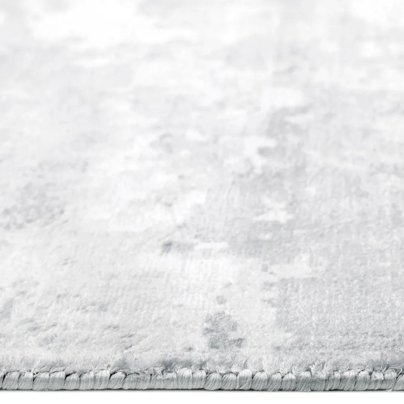 Milo Hand Knotted Area Rug in Gray, Rectangle 5' x 8'
