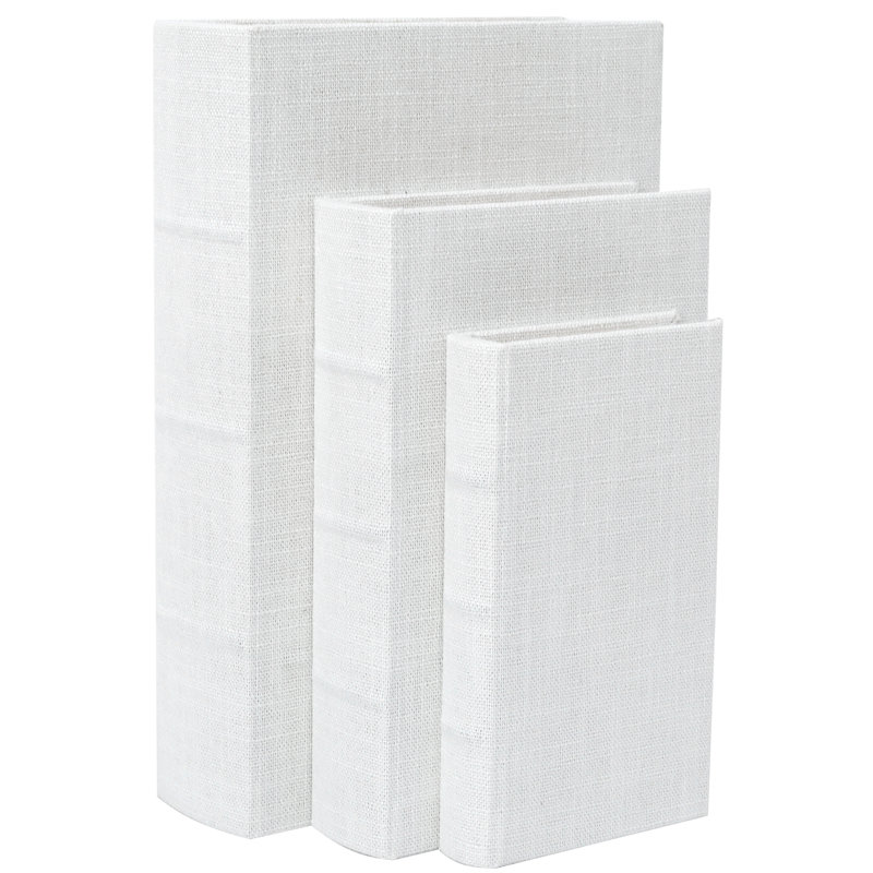 Wood Decorative Faux Book Boxes Set Of 3, White