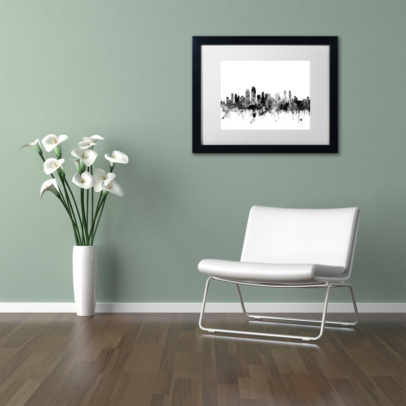 « san diego ca horizon b&w », reproduction d’impression sur toile encadrée, H 16 po x l 20 po x P 0,5 po