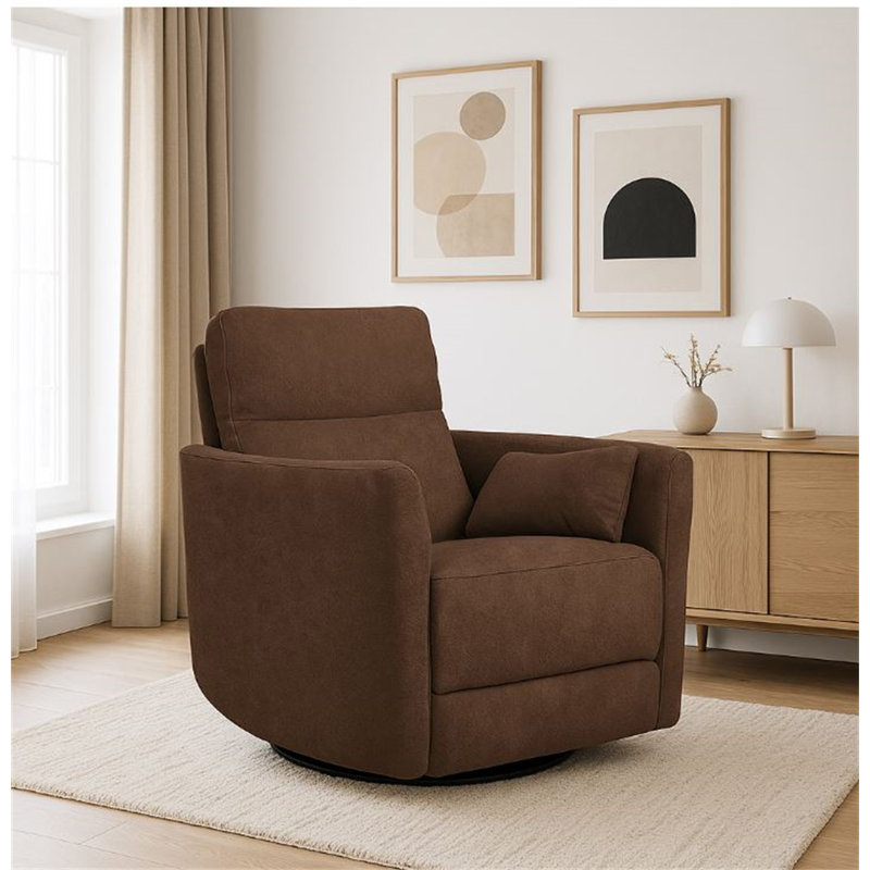 Fauteuil inclinable manuel pivotant en microfibre Man Wah, Chocolat